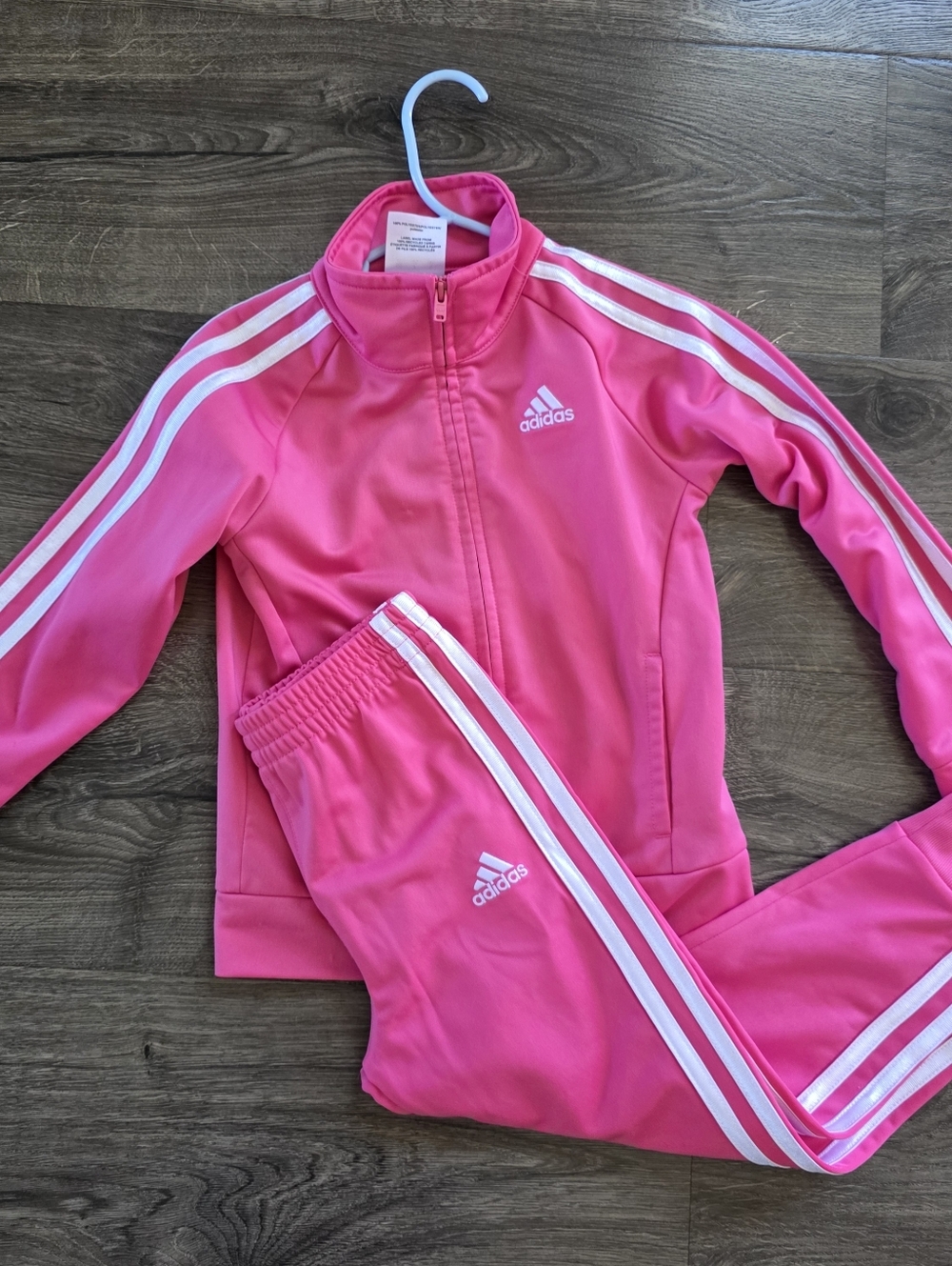 adidas Pink Kids 4T Track Set with White Stripes